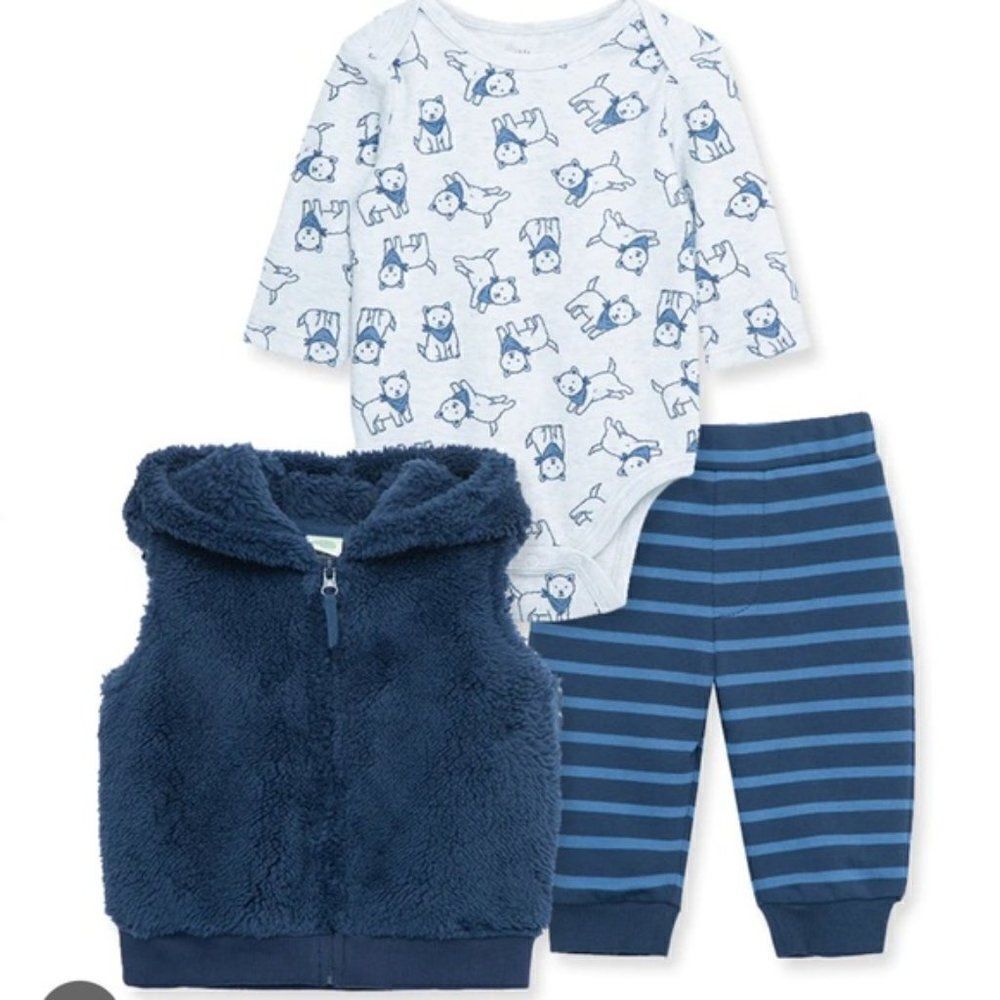 Little Me Baby Puppy 3 Piece Vest Set